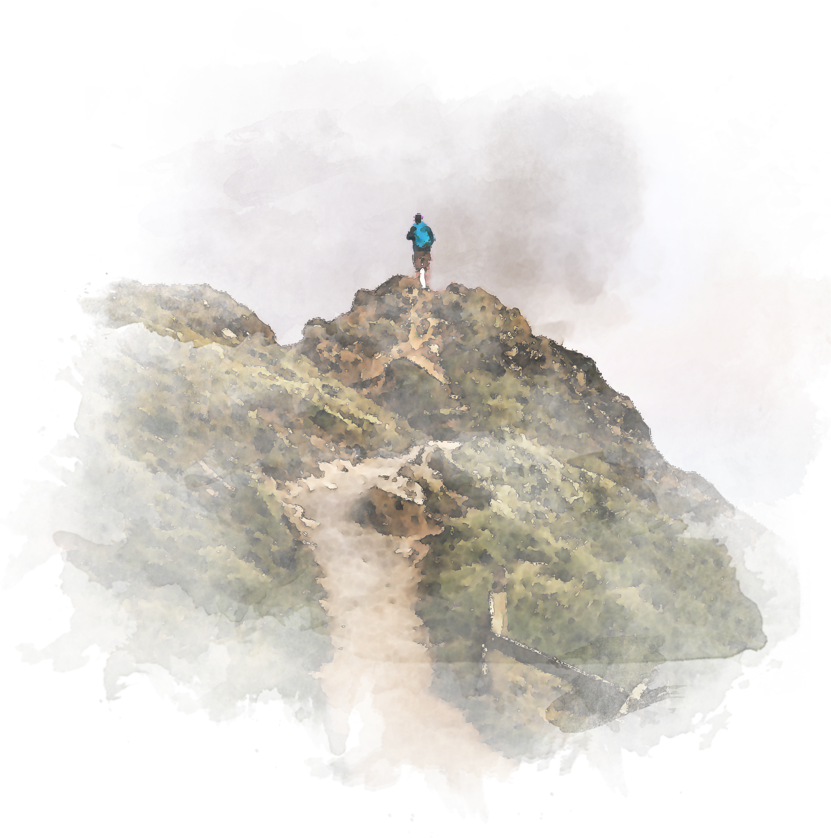 Schweiz. Verband der Bestattungsdienste Eine Person steht auf einem Weg, aus dem Rauch aufsteigt.